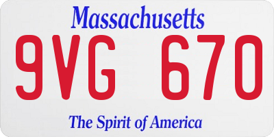 MA license plate 9VG670