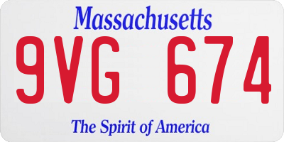 MA license plate 9VG674