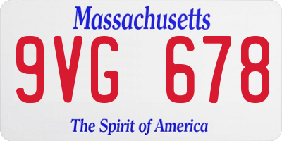 MA license plate 9VG678