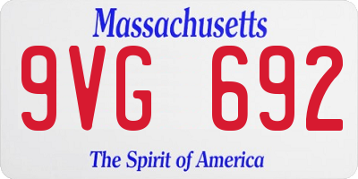 MA license plate 9VG692