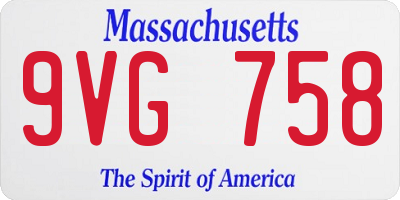 MA license plate 9VG758