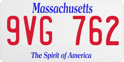 MA license plate 9VG762