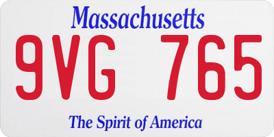MA license plate 9VG765