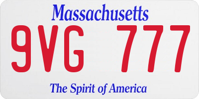 MA license plate 9VG777