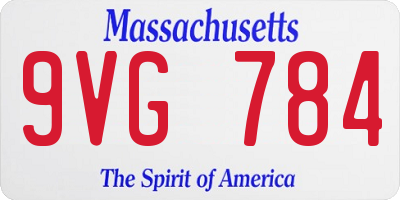 MA license plate 9VG784