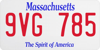 MA license plate 9VG785