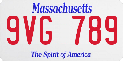 MA license plate 9VG789