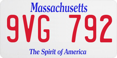MA license plate 9VG792