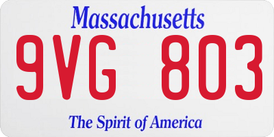 MA license plate 9VG803