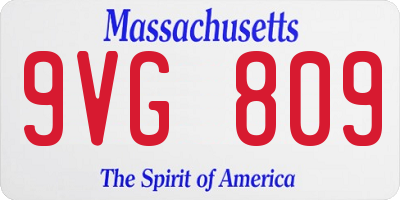 MA license plate 9VG809