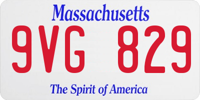 MA license plate 9VG829