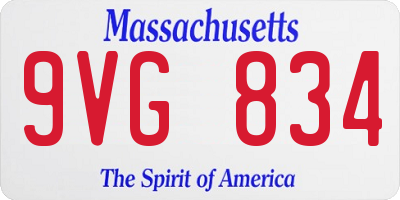 MA license plate 9VG834