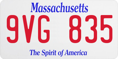 MA license plate 9VG835