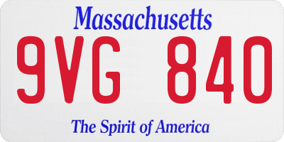 MA license plate 9VG840