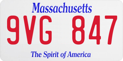 MA license plate 9VG847