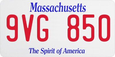MA license plate 9VG850