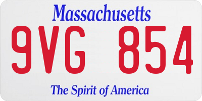 MA license plate 9VG854
