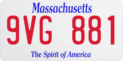MA license plate 9VG881