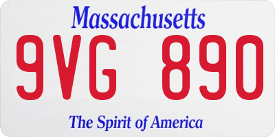 MA license plate 9VG890