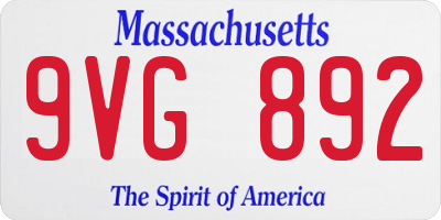 MA license plate 9VG892