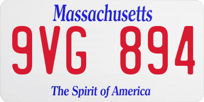 MA license plate 9VG894