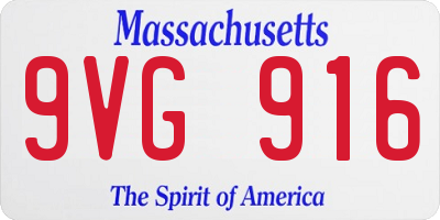 MA license plate 9VG916