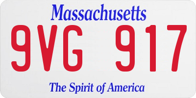MA license plate 9VG917