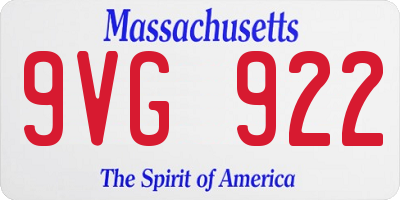 MA license plate 9VG922