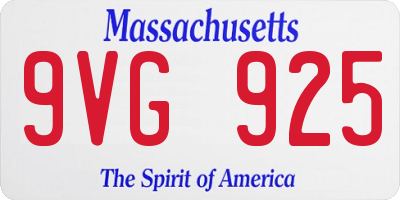 MA license plate 9VG925