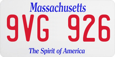 MA license plate 9VG926