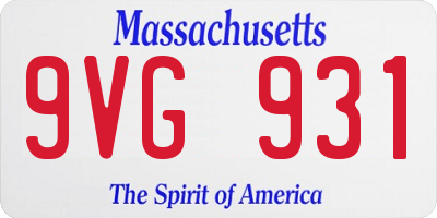 MA license plate 9VG931