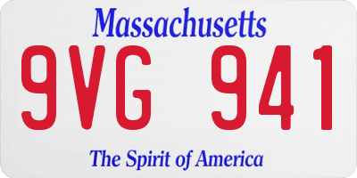 MA license plate 9VG941