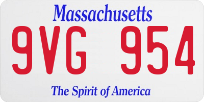 MA license plate 9VG954