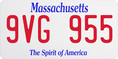 MA license plate 9VG955