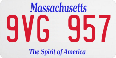 MA license plate 9VG957