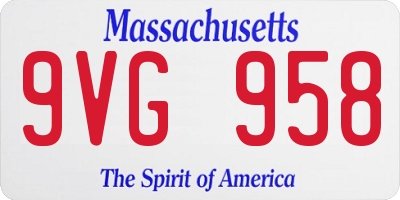 MA license plate 9VG958