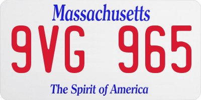 MA license plate 9VG965