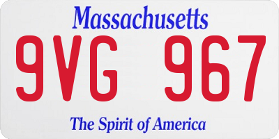 MA license plate 9VG967