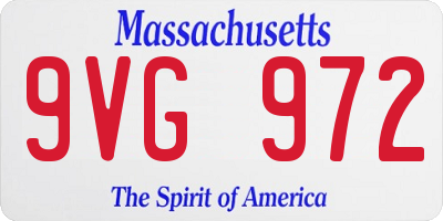 MA license plate 9VG972