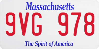 MA license plate 9VG978