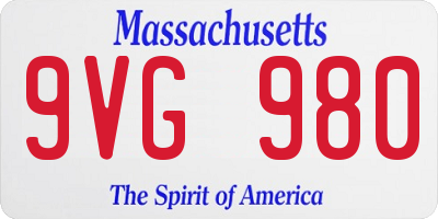 MA license plate 9VG980