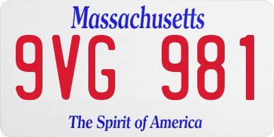 MA license plate 9VG981