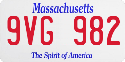 MA license plate 9VG982