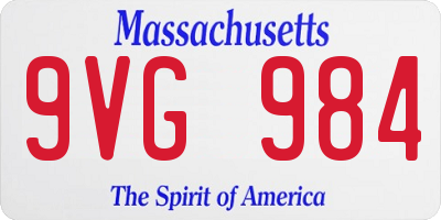 MA license plate 9VG984