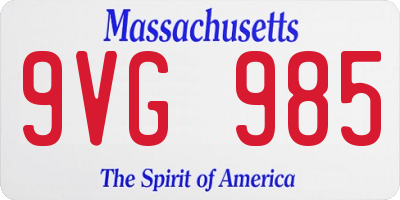 MA license plate 9VG985