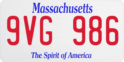 MA license plate 9VG986