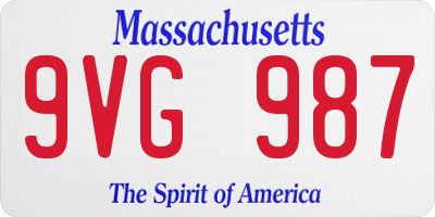 MA license plate 9VG987