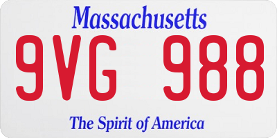 MA license plate 9VG988