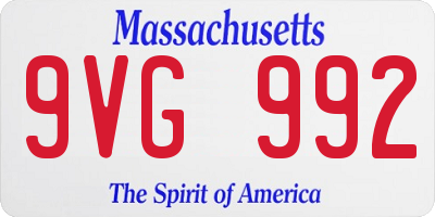 MA license plate 9VG992