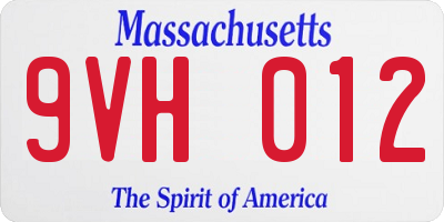 MA license plate 9VH012